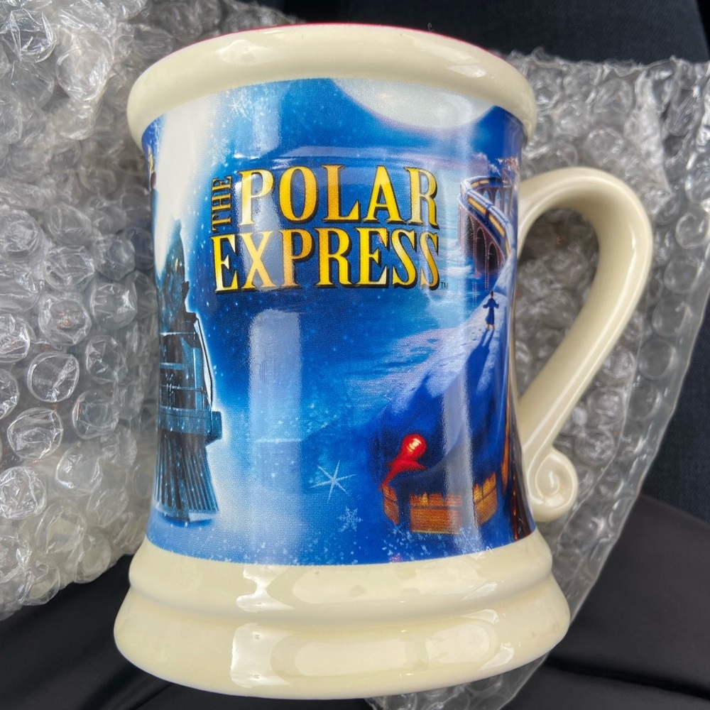 Two Polar Express Mugs with Small Tote Bag